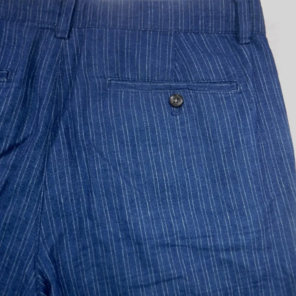 Banana Republic Mens Blue Pinstripe Linen Blend Shorts Size 33 Summer Preppy‎